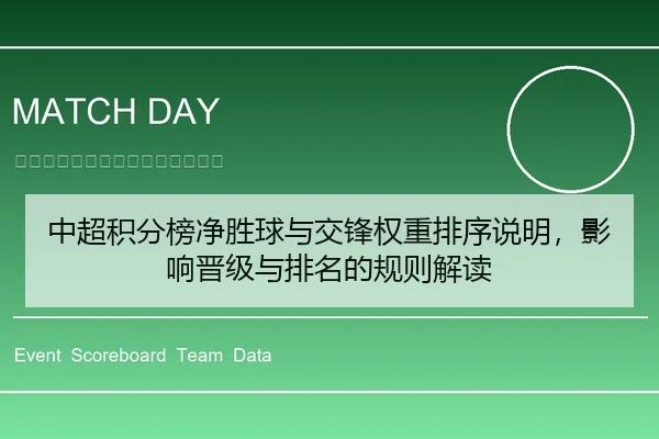 中超积分榜净胜球与交锋权重排序说明，影响晋级与排名的规则解读
